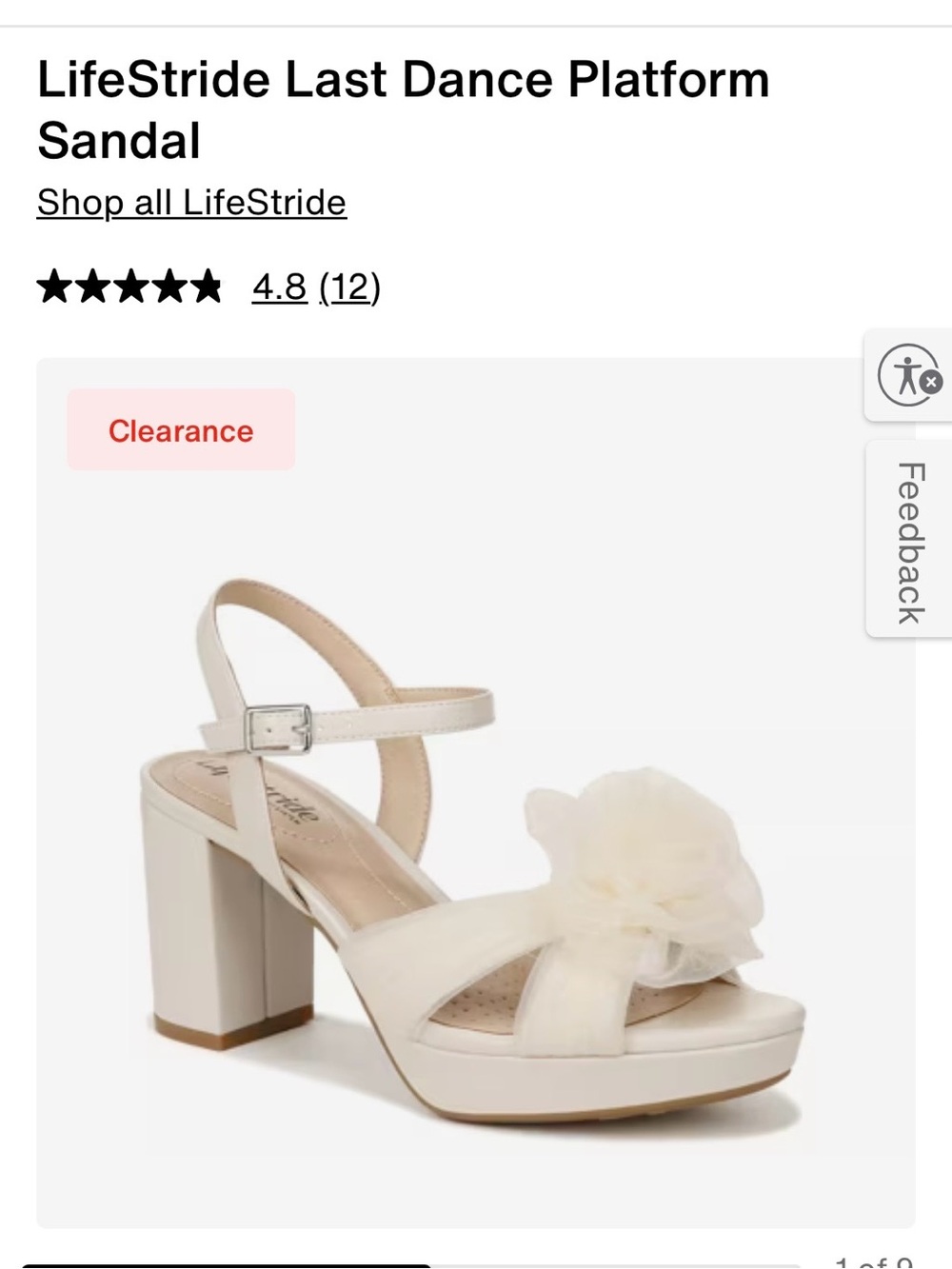 LifeStride Cream Platform Sandal with Floral Accent